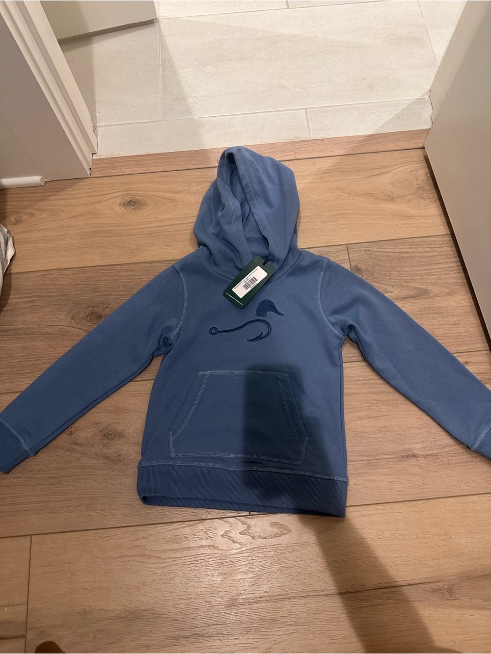Kids Hooded Pullover Sweatshirt in Dusty Blue